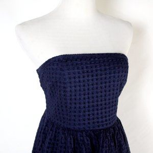 Old Navy Dark Blue Grid Lace Strapless Dress